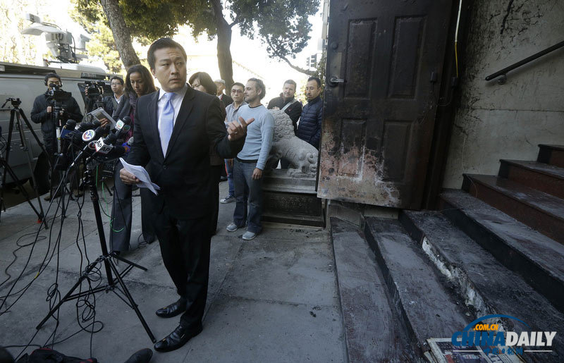 中國駐舊金山總領(lǐng)館遭縱火后照片曝光 嫌犯或為亞裔