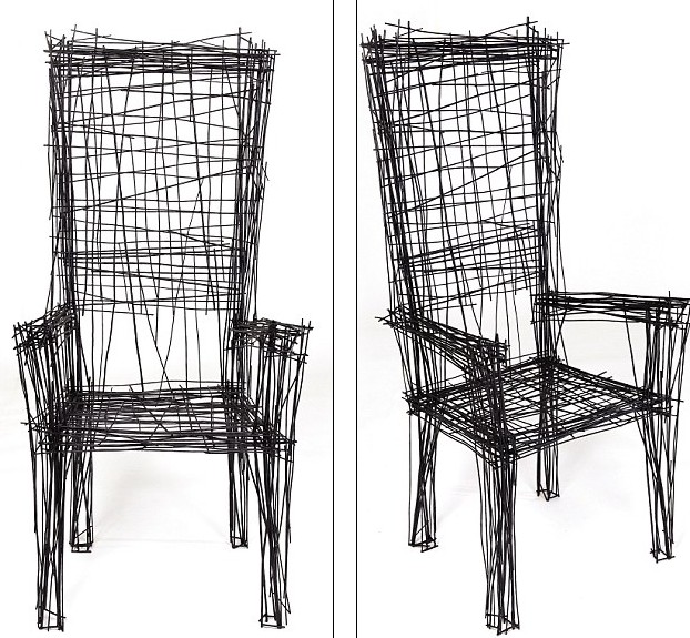 韓國設計師用鋼絲打造“素描”家具 看似平面涂鴉