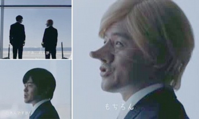 日航空公司戴假鼻子扮西方人廣告被批歧視本國人