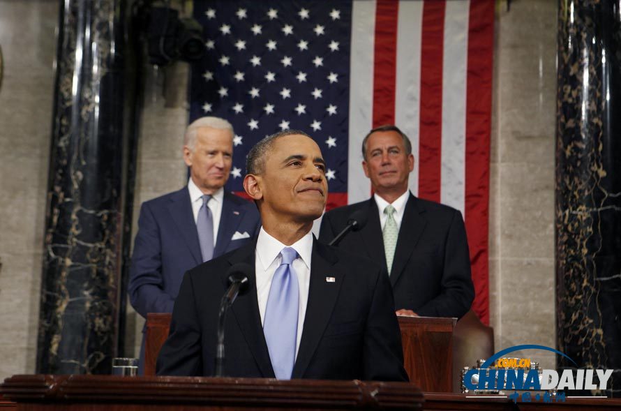 奧巴馬發表年度國情咨文 向米歇爾揮手致意