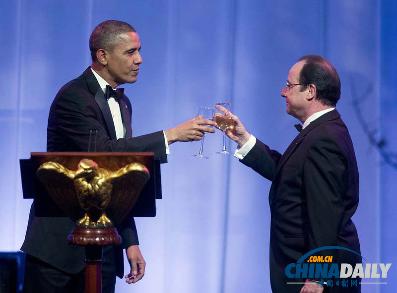 奧巴馬舉辦國(guó)宴招待奧朗德 眾多名流齊聚一堂