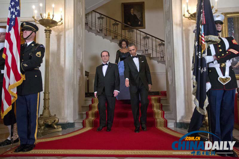 奧巴馬舉辦國(guó)宴招待奧朗德 眾多名流齊聚一堂