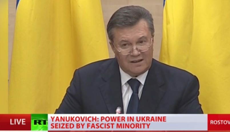 前烏克蘭總統(tǒng)亞努科維奇召開記者會