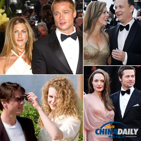 盤點歷屆戛納好萊塢情侶 皮特換妻阿湯哥妮可離婚