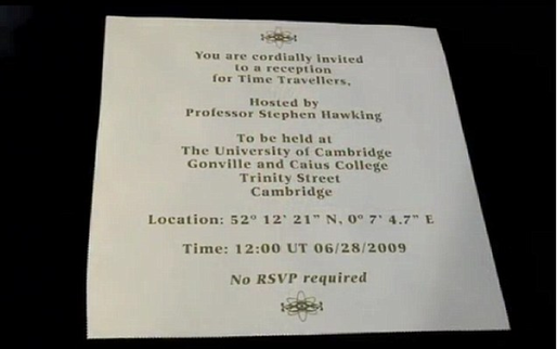 霍金舉辦時空旅行者派對無人參加 視頻被上傳至網絡