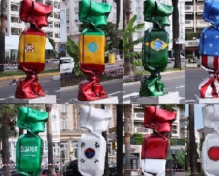 戛納濱海大道旁的糖果雕像