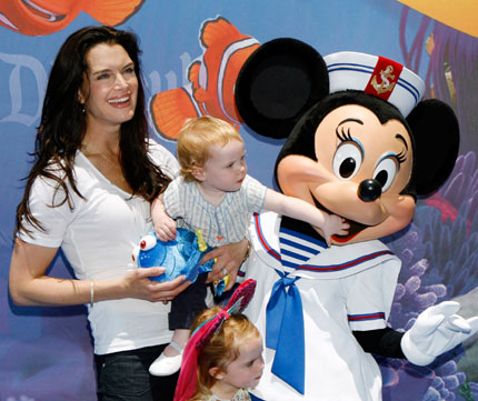 Brooke Shields and her daughter pose as celebrities and their kids arrive for a preview of the new