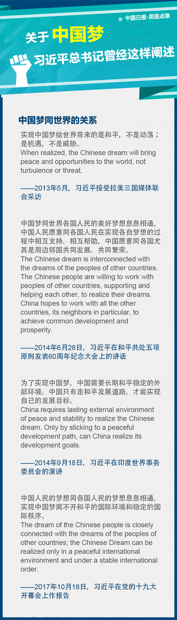 關于中國夢,習近平總書記曾經(jīng)這樣闡述