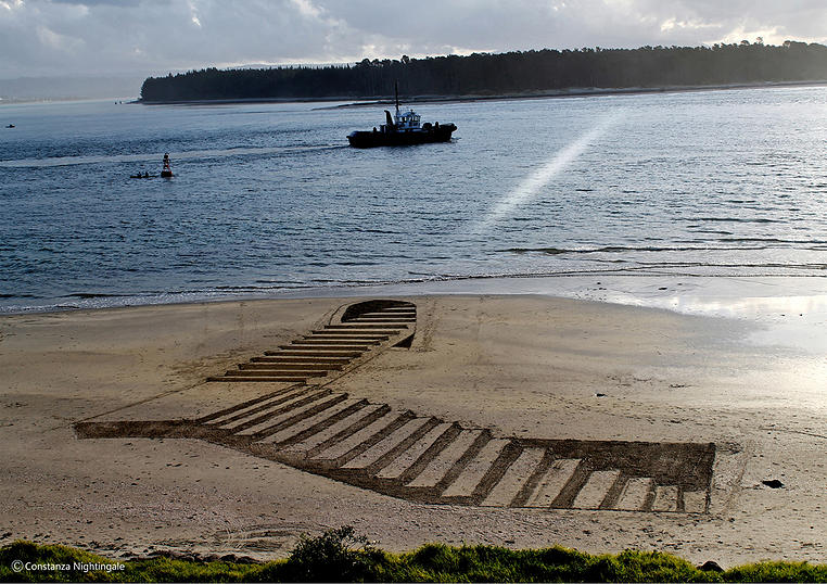 沙灘上的3D藝術沙畫