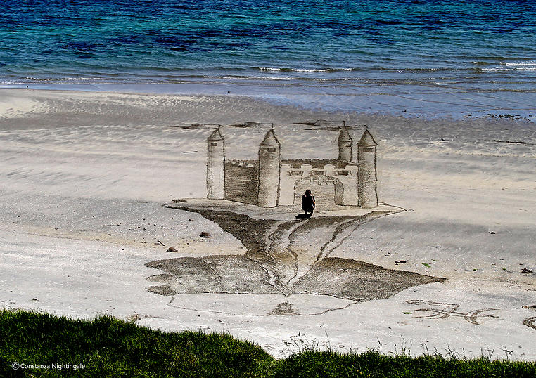 沙灘上的3D藝術沙畫