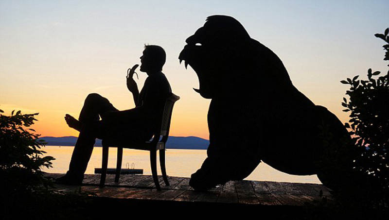 紙板加夕陽 美國藝術家創作趣味剪影