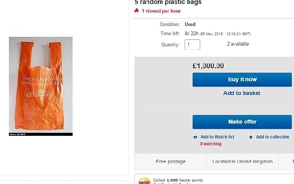 英新規引發“血案”，eBay驚現1000英鎊塑料袋