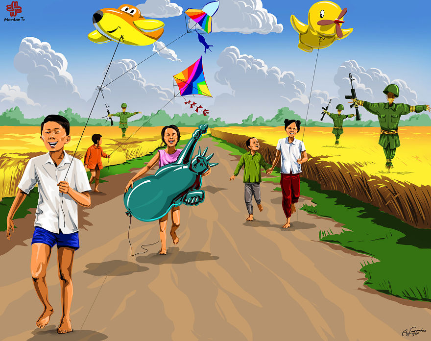 用畫筆怒斥戰火：還孩子本該有的童年