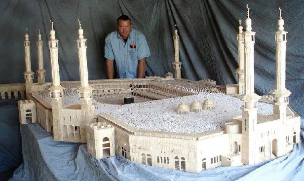 美雕塑家用牙簽建成哈利法塔(多圖)