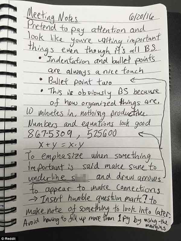 開會那些事兒:亂寫亂畫假裝很忙