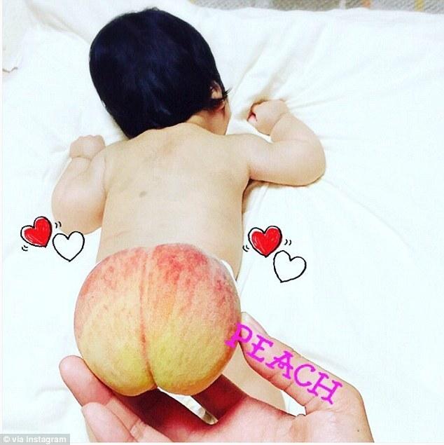 日本媽咪曬萌寶照片走紅網絡 蜜桃臀萌哭網友（組圖）