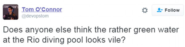 里約“綠池”引選手網友吐槽