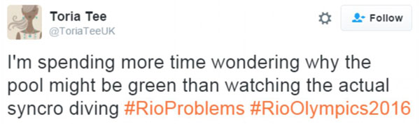 里約“綠池”引選手網友吐槽