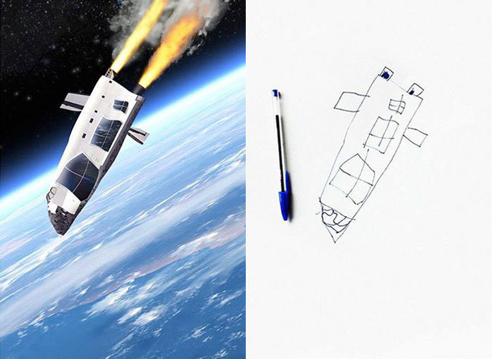 父親神還原6歲兒子畫作 看看誰的腦洞大（組圖）