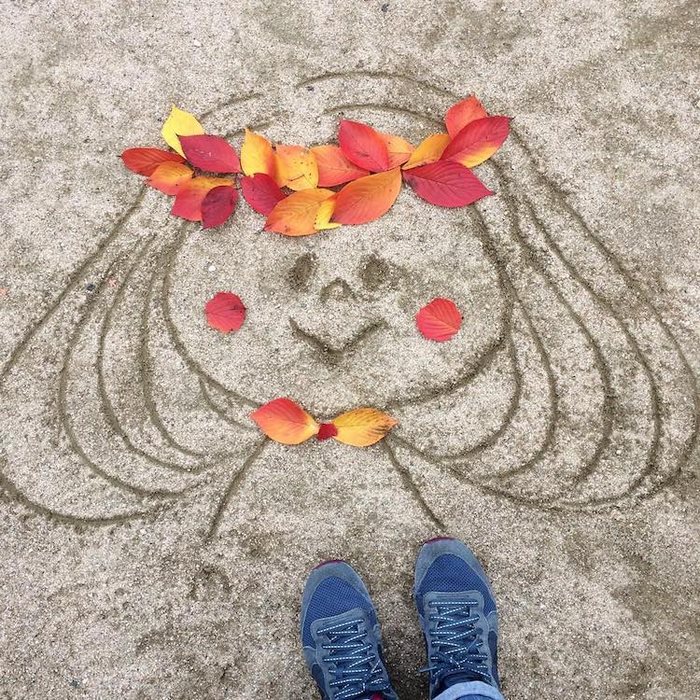 日本興起“落葉藝術”（組圖）