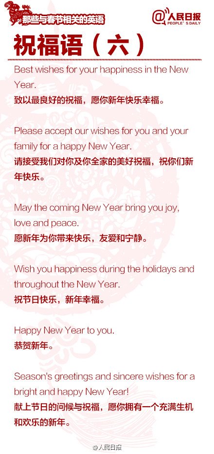 長知識！100個與春節有關的英文用語