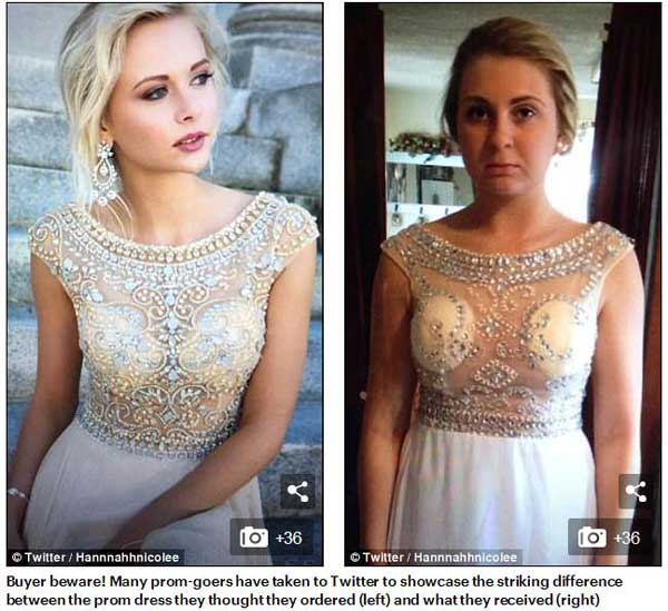 英國高中生曬網購畢業禮服“賣家秀”與“買家秀”