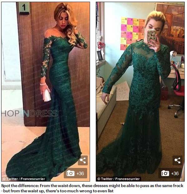 英國高中生曬網購畢業禮服“賣家秀”與“買家秀”