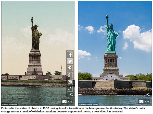 美國自由女神像原來不是綠色的?