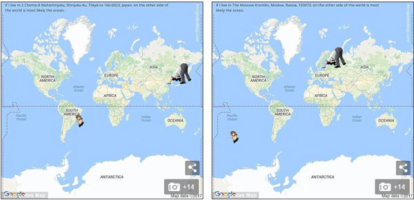 地球另一端與你相對的地方是哪里？現(xiàn)在有個地圖可以查了！