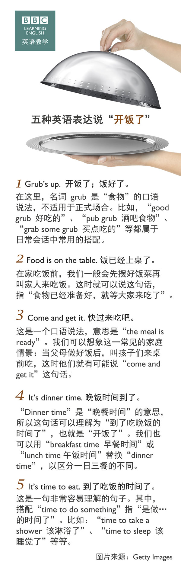 五種英語表達說“開飯了”