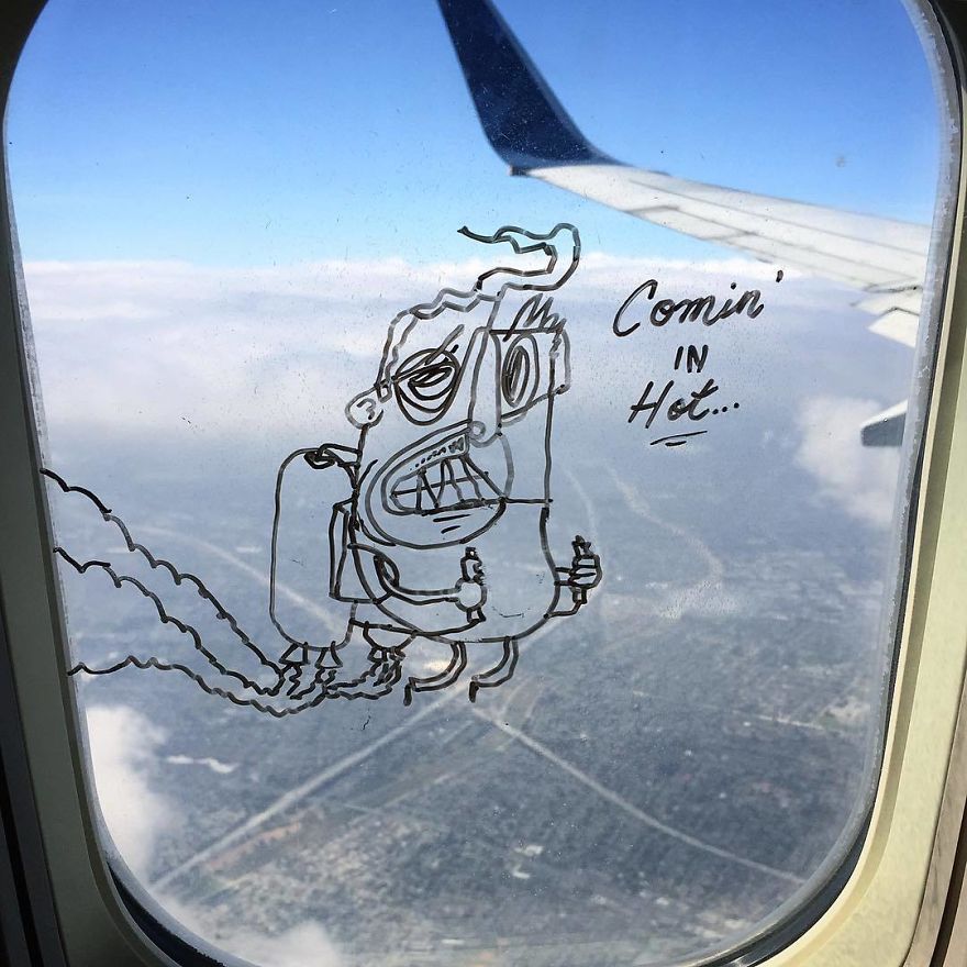飛機窗邊的涂鴉君（組圖）