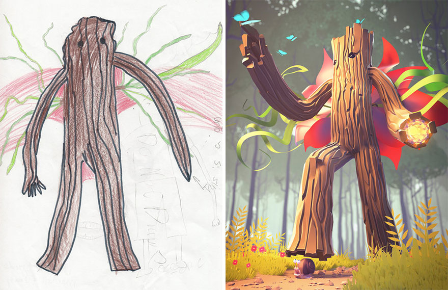 百名專業(yè)畫家“升級”小學(xué)生涂鴉 向世界展現(xiàn)孩童天真想象力（組圖）