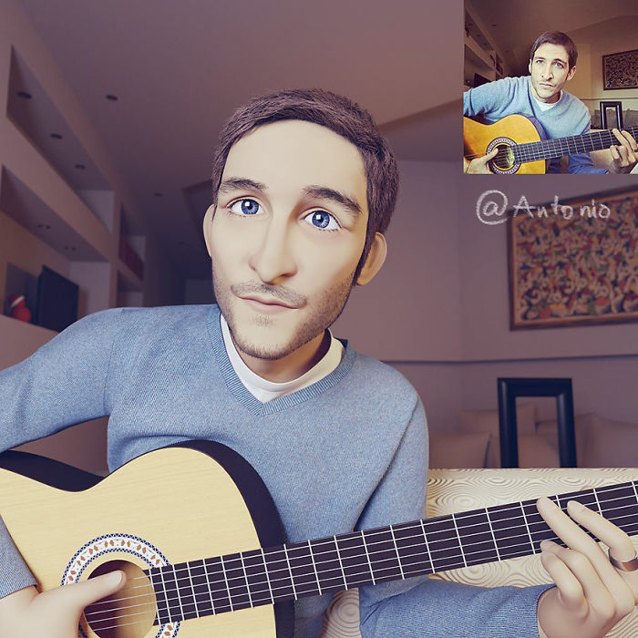 真人肖像變成動畫主角！3D藝術(shù)家實現(xiàn)你的“皮克斯夢”（組圖）