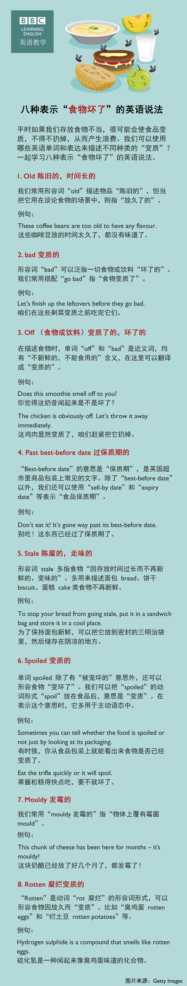 八種表示“食物壞了”的英語說法