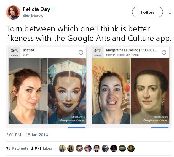 谷歌應用“名畫匹配”功能：測測你和哪幅名畫撞臉了