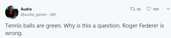 網球到底是黃色還是綠色？看看費德勒怎么說