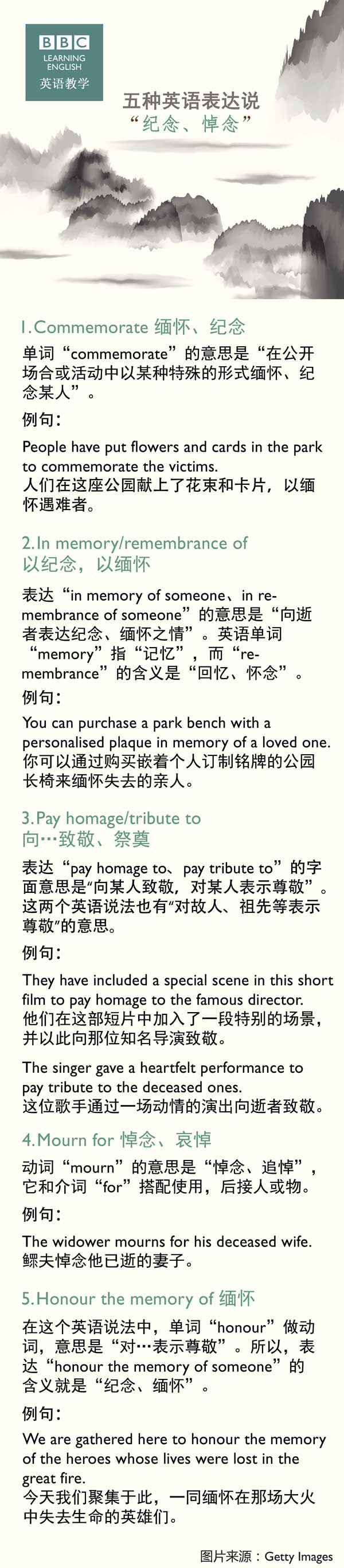 五種英語表達(dá)說“紀(jì)念、悼念”