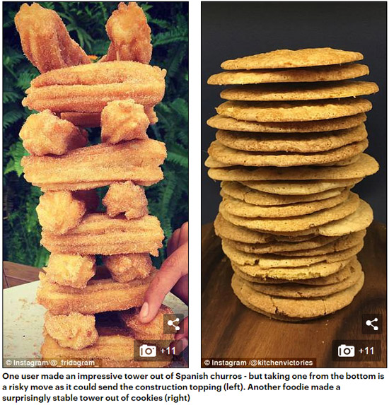 食物“疊疊樂”成社交媒體新潮流 網友爭相挑戰（組圖）