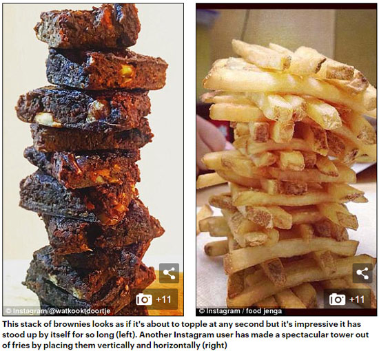 食物“疊疊樂”成社交媒體新潮流 網友爭相挑戰（組圖）