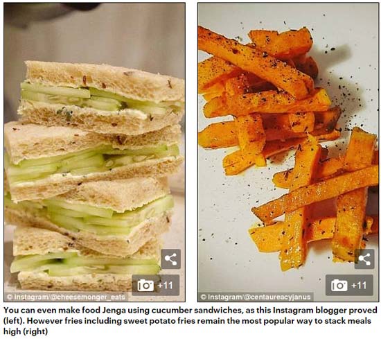食物“疊疊樂”成社交媒體新潮流 網友爭相挑戰（組圖）