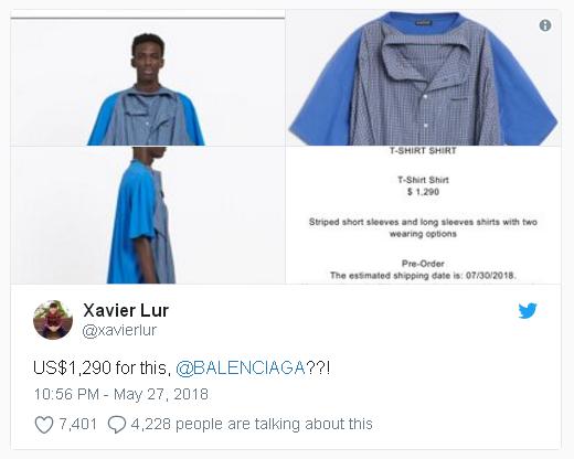 巴黎世家再次被網友吐槽,這件男士上衣畫風也是一言難盡