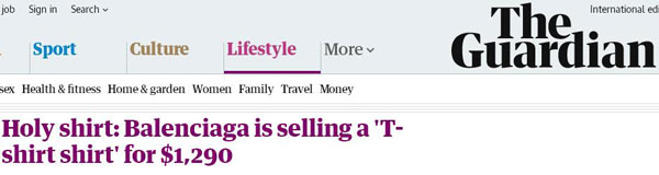 巴黎世家再次被網友吐槽,這件男士上衣畫風也是一言難盡