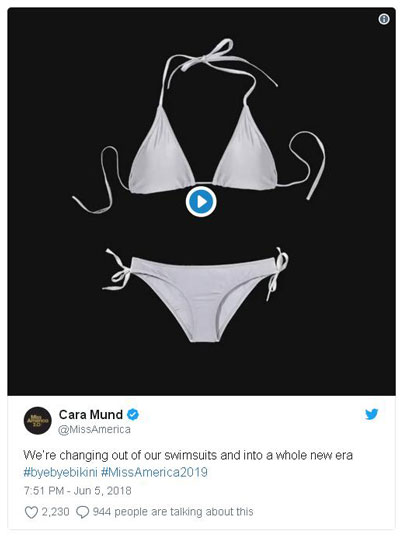 不再以貌取人！美利堅小姐選美比賽將取消比基尼項目