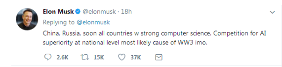 馬斯克:人工智能或導致第三次世界大戰