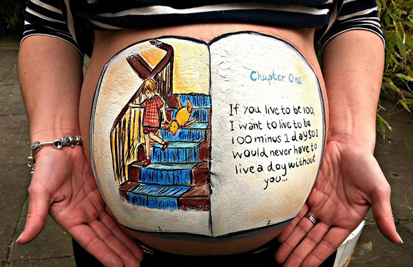 英藝術家孕婦肚皮上涂鴉紀念美好過程（組圖）