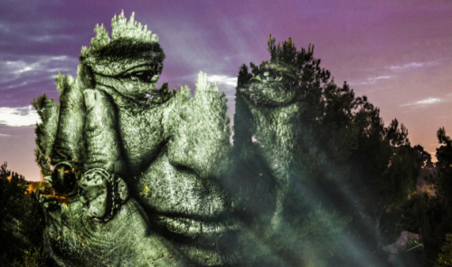 法驚現(xiàn)人臉燈光投影 巖石樹(shù)木皆成藝術(shù)品