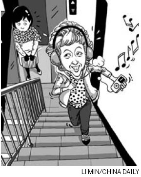 Who needs a gym, when you have stairs - and music