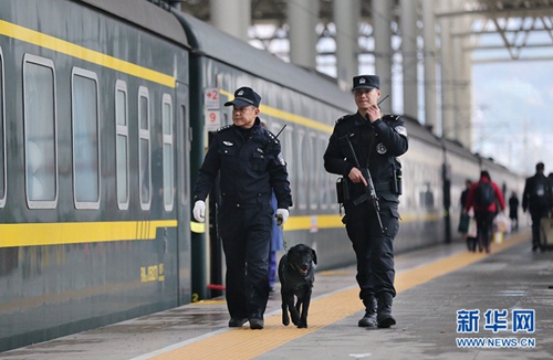Police dog works to keep public safe during chunyun