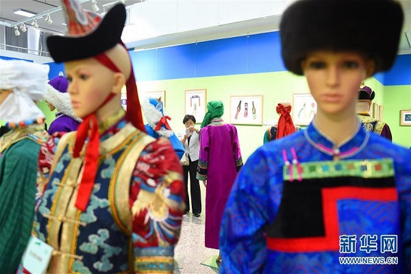 Mongolian ethnic handicrafts on display