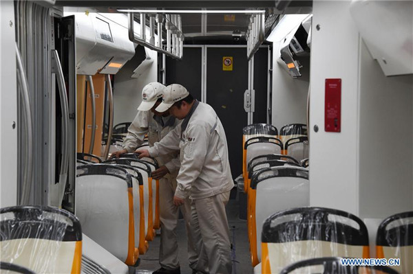 Technicians check tram designed for high-altitude region in Qingdao